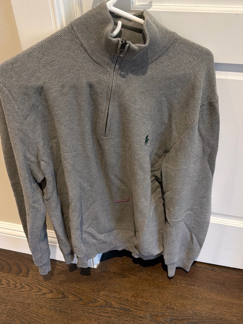 Ralph Lauren Men’s Gray Half-Zip Sweater with Green Pony